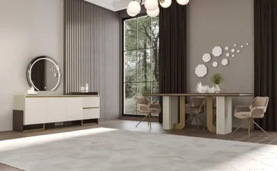 Immagine prodotto di Elegante tavolo da pranzo e consolle con specchio in stile moderno