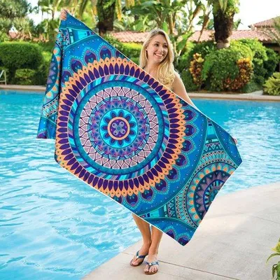 Produktbild von Ibenzoa® Extra großes schnelltrocknendes Strandtuch 180 x 90 cm – sandabweisende Mikrofaser, 70% Polyester/20% Nylon/10% Baumwolle, reise- und sporttauglich