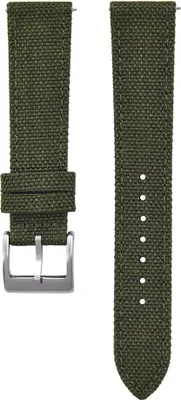 Zdjęcie produktu dla Pasek do zegarka CHROONOO Canvas - oliwkowozielony, 22 mm, srebrny szczotkowany