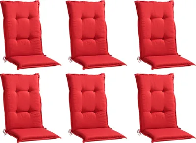 Produktbild von Gartenstuhlauflagen - Rot - Hochlehner - 6er Set