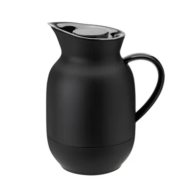 Immagine prodotto di Stelton Isolierkanne Amphora für Kaffee, Kaffeekanne mit Glaseinsatz, Thermokanne, Kunststoff, Soft Black, 1 Liter, 221-1