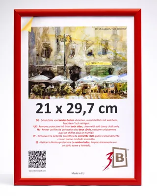 Productafbeelding van Fotolijst - Houten frame met acrylglas - Geschikt voor foto's en documenten - Rood - 21x29,7 cm (A4)