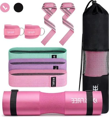 Produktbild von Gym-Übungsset für Hüftbeugen und Kniebeugen - Mit Sicherheitsband und Trainingsriemen