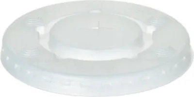 Productafbeelding van Deksel van polystyreen, rond, diameter 9 cm, hoogte 1 cm, transparant, met kruissleuf