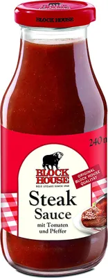 Verpackungsbild Block House Steak Sauce mit Tomate und Pfeffer Grillsoße 240g