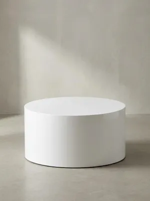 Produktbild von Couchtisch MONOBLOC 60x60x30 cm Weiß Hochglanz, Design Wohnzimmertisch Rund, Lounge Sofatisch Schlicht, Kaffeetisch Modern