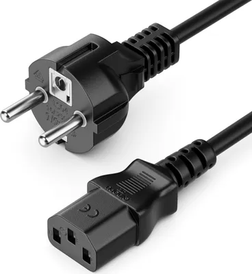 Produktbild von deleyCON 1m Kaltgerätekabel Netzkabel Stromkabel Kaltgeräte Strom Kabel Schutzkontakt Stecker Typ F (CEE 7/4) auf Kaltgerätekupplung C13 Buchse PC Computer Monitor Drucker Beamer - Schwarz