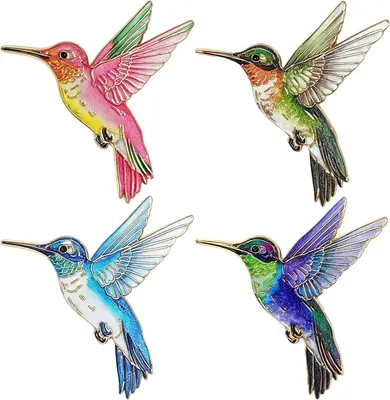 Imagen del producto de Broche de colibrí, con esmalte de colores, prendedor decorativo para la ropa