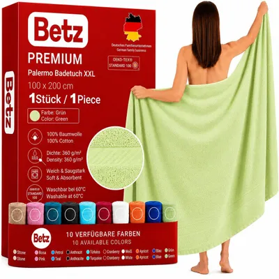 Produktbild von Betz Badetuch XXL 100x200 cm 100% Baumwolle – Weiches Frottee Saunatuch & Strandtuch – Pflegeleicht & saugstark – Palermo Serie – Farbe Grün