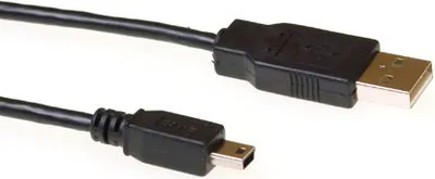 Immagine prodotto di ACT Cavo USB 2.0, A - 5 pin Mini B 5,0 m Cavo USB 5 m USB A Mini-USB B Nero