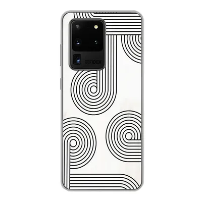 Produktbild von MuchoWow® Handyhülle Schutzhülle Hülle für Samsung Galaxy S20 Ultra Abstrakt - Schwarz - Weiß - Kreis Silikon Softcase Handy Hülle - Karteninhaber