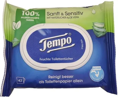 Produktbild von Tempo Toilettenpapier Feucht Sanft & Sensitiv 42 Tücher Nachfüller