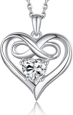 Produktbild von MomentWish Halskette Damen 1 Karat Moissanite Herz Rose Silber 925 mit Anhänger