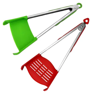 2-in-1 Spatel-Zange, Silikon, antihaft, 33,8 cm, 2er Set
