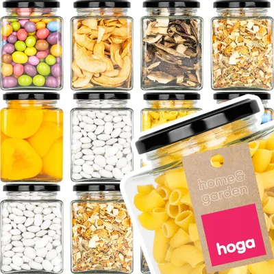 Produktbild von Hoga Glasbehälter Quadratisch Schwarz 500ml 12er-Set