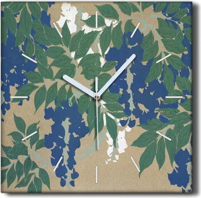 Produktbild von Coloray Hodiny Unikátní 30x30 cm  Tiché hodiny Pro obývací pokoj a kuchyň Nástěnné hodiny Plátno Černé ručičky hodin - Listy větve