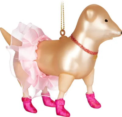 Zdjęcie produktu dla BRUBAKER Jack Russell Terrier jako Prima Ballerina - ręcznie malowana szklana bombka świąteczna - figurki ozdób choinkowych Zabawna bombka choinkowa - 11,8 cm