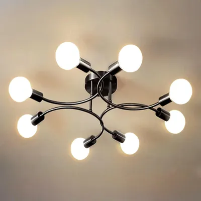 Zdjęcie produktu dla Omgoods - Retro lampa sufitowa z 8 żarówkami
