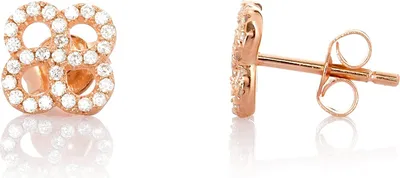 Produktbild von Karisma Damen Ohrstecker Ohrringe Silber 925 Rosé Gold 8mm Zirkonia Steine Weiss HS-ERG04.8