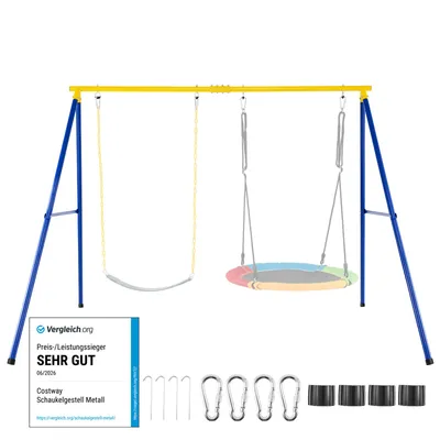 Produktbild von COSTWAY Schaukelgestell Schaukelgerüst Doppelschaukel Metallahmen für Hängeschaukel Spielplatz Gartenschaukel Gestell (Nur Gestell)