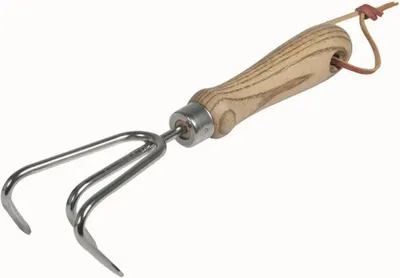 Image de Siena Garden 599443 ClassicLine Petit cultivateur ClassicLine acier inoxydable avec manche en bois, argenté/naturel (1 pièce)