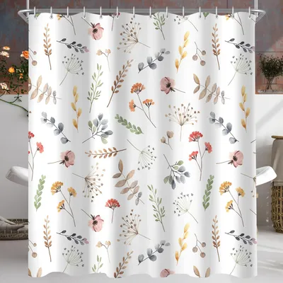 Produktbild von Duschvorhang 240x200cm mit Grashalmmotiv, beschwertem Saum, schimmelresistent, wasserabweisend, waschbar, Polyester, mit 16 Ösen und Duschvorhangringen für Badezimmer und Badewanne.