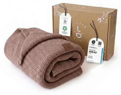 Produktbild von Baby Strickdecke, %100 Baumwolle, Atmungsaktiv, 80x100cm, Braun