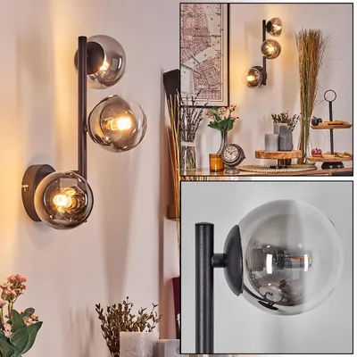 Produktbild von Isorella Wandlampe aus Metall/Glas in Schwarz/Chrom-/Rauchfarben/Klar