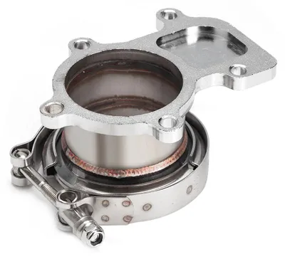 Image de Acier inoxydable pour Holset WH1C HX35 HX35W Bride de turbo pour tuyau de descente vers adaptateur à bande V de 3 pouces