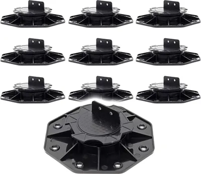 Image de XPOtool Lot de 10x Plots de terrasse – Charge 2700 kg – Hauteur réglable 18-25 mm – en PP – Pieds de support pour Lames Dalles Lambourdes