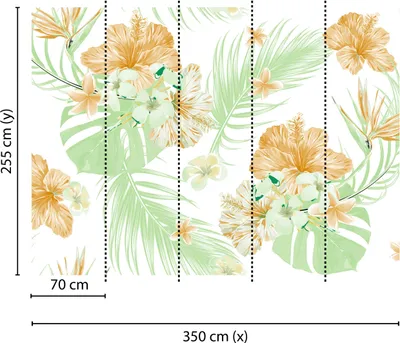Produktbild von Tadessi Fototapete | Blumen | 3.50 m x 2.55 m | Weiß | Grün | Wandbild | Digitaldruck