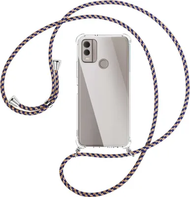 Produktbild von Handykette Backcover-Schutzhülle mit Band (Metall silberfarben) für Nokia C22 4G (6.5'') - blau+beige