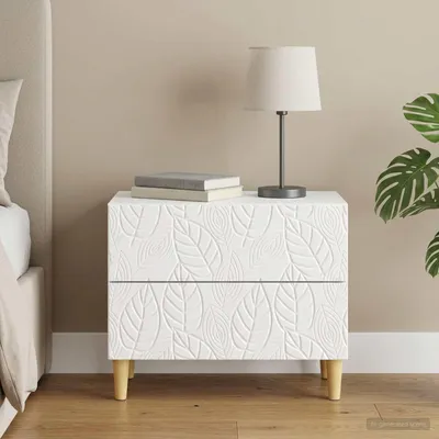 Imagen del producto de vidaXL Mesita de noche, blanco brillante, 62 x 34,5 x 48 cm, material de madera