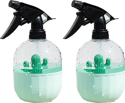 Obrázek produktu pro 2 prázdné plastové rozprašovače o objemu 500 ml, opakovaně použitelné stříkací lahve s nastavitelnou rozprašovací hlavicí, pro rostliny a květiny, zelené