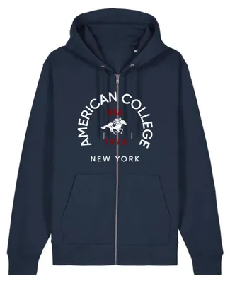 Productafbeelding van AMERICAN COLLEGE USA Uni Pullover Hoodie, mix van mannen- en vrouwenmodellen, sweatshirt, blauw