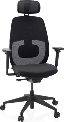Produktbild von hjh OFFICE Profi Bürostuhl Skandis Pro Ergonomischer Schreibtischstuhl mit Armlehnen (höhenverstellbar) Stoff / Netzstoff Schwarz Drehstuhl für Büro, Zuhause