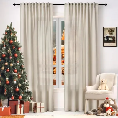 Produktbild von WOLTU 2 × Gardinen mit Kräuselband Halbtransparent Leinenvorhang 135x175cm Sand