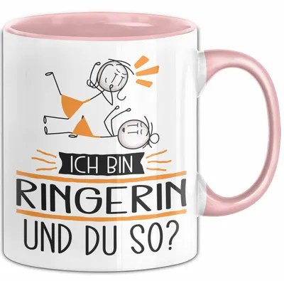 Produktbild von Ringerin Tasse Geschenk Ich Bin Ringerin Und Du So Geschenkidee Lustiger Spruch Becher (Rosa)