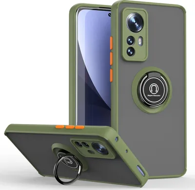 Produktbild von Xiaomi 12 Pro Hülle, Ring Halter Ständer Matte Transluzent TPU Rahmen Stoßfest Schutzhülle für Xiaomi 12 Pro Grün
