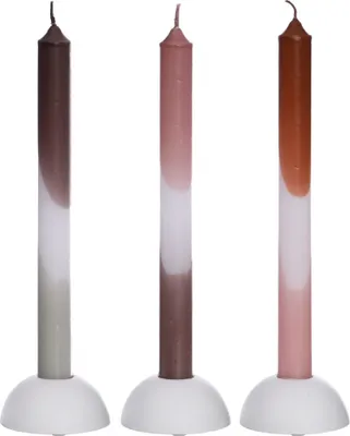 Produktbild von Dip-Dye-Kerzen im Set mit 3 Stück, Höhe 24cm, in vielen Farben erhältlich | Stabkerzen, Farbe:Rosa - Oliv