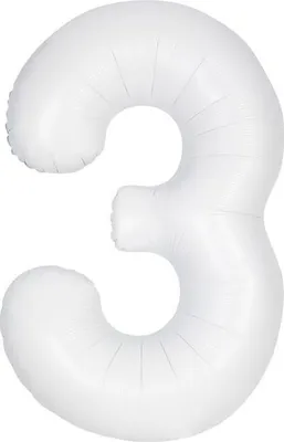 Produktbild von Unique Folienballon Zahl 3 weiß XL 86 cm