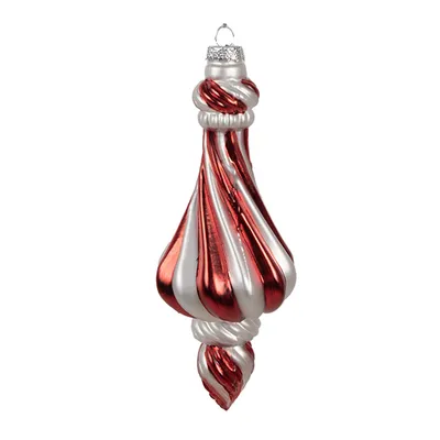 Produktbild von Clayre & Eef Weihnachtskugel Ø 7x18 cm Rot Weiß Glas