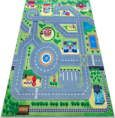 Image de Tapis lavable BAMBINO 9028 Ville, rues pour les enfants antidérapant - vert / gris vert 120x170 cm