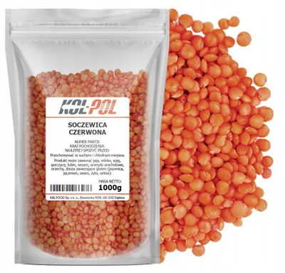 Zdjęcie produktu dla SOCZEWICA CZERWONA 1kg Naturalna bogata w białko wysoka jakość Kol-Pol