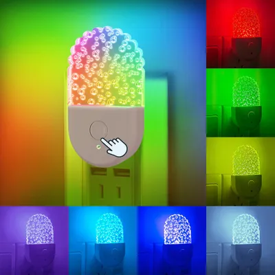 Produktbild von 2Stück Nachtlicht Steckdose mit Dämmerungssensor Farbwechsel RGB LED Leuchte Berührungssensitives Ideales Steckdose Nachtlampe für Flur Treppen Gang