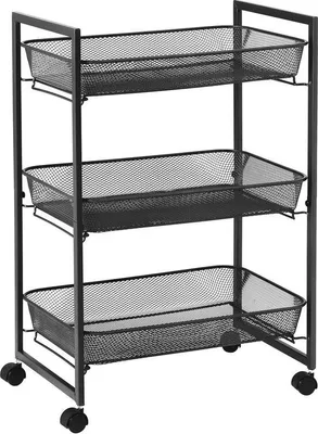 Immagine prodotto di Carrello a 3 ripiani nero per cucina e bagno