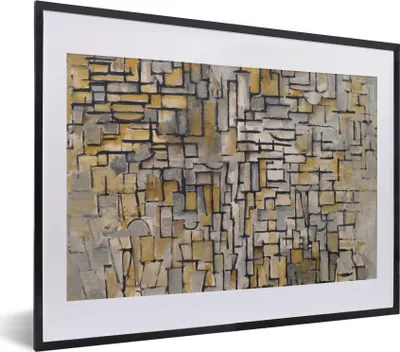 Produktbild von MuchoWow® Gerahmtes Poster Mondrian - Kunst - Alte Meister 40x30 cm - Poster mit Schwarzem Bilderrahmen Wandposter Rahmen Foto Bilder - Bilderrahmen - Poster im Rahmen