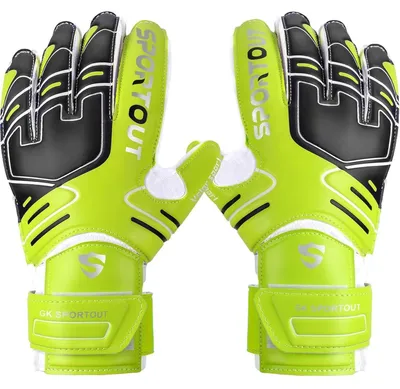 Immagine prodotto di Guanti da portiere con protezione per le dita, antiscivolo, in lattice da 4 mm, per bambini/adulti, colore verde, taglia 8