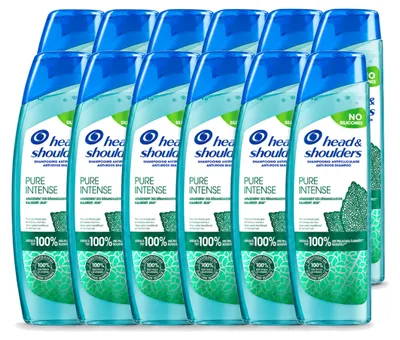Produktbild von 12 x Head & Shoulders Pure Intense Anti-Schuppen Shampoo mit Pfefferminze 250 ml - Vorteilspackung - 12 Stücke