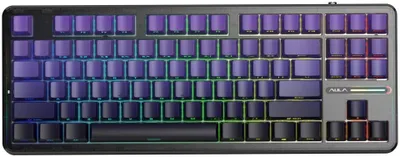 Imagen del producto de Teclado AULA Gasket F87 Pro, color , morado y gris, modelo GrayWoodV4, con retroiluminación RGB